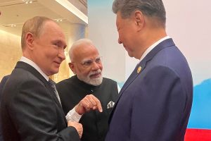 India Prime Minister Narendra Modi, Russia President Vladimir Putin and Chinese President Xi Jinping in Tianjin, China