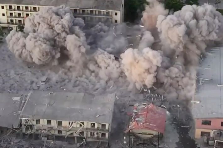 Image grab from footage released by Myanmar\'s military government television MWD on Sunday Nov 9, 2025 shows the junta blew u